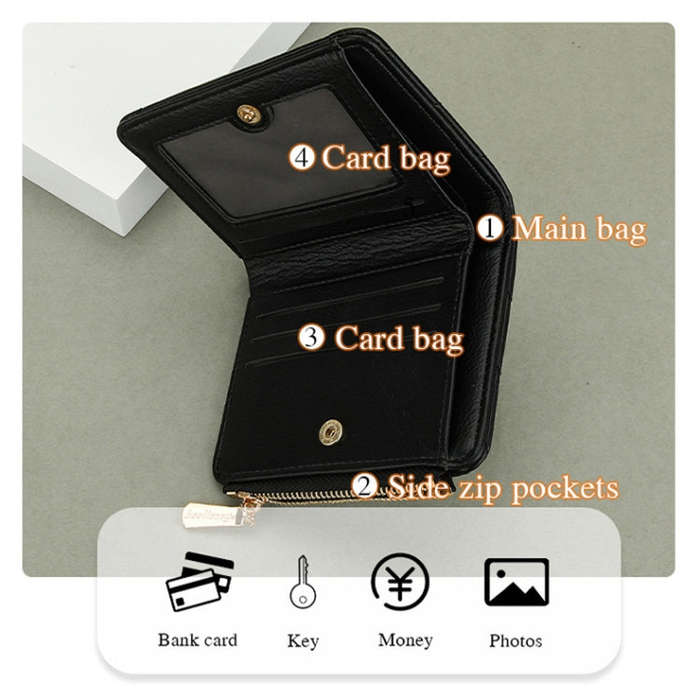 Baellerry N2401 PU Leather Short Wallet with Multiple Card Slots Cross Flower Zipper Coin Purse(P...