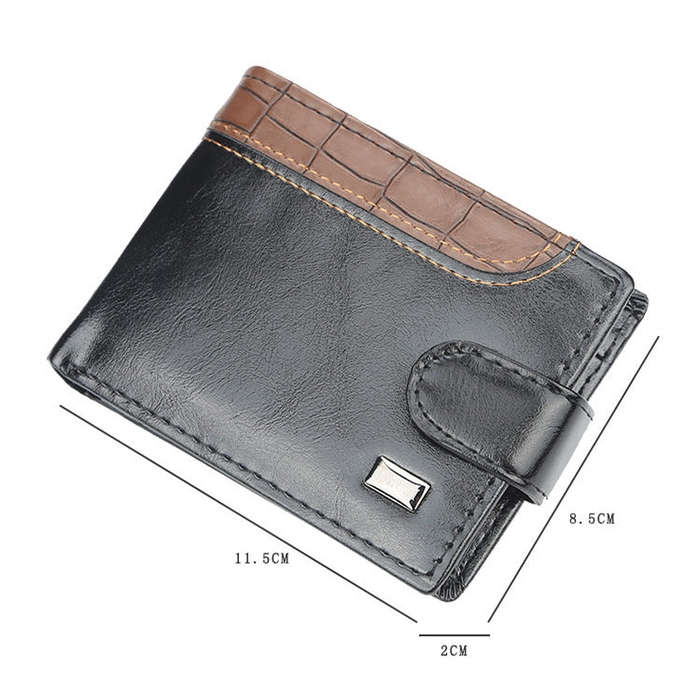 Baellerry M1078 Splicing Leather Casual Men Wallet With Buckle Multi-Card Slot Coin Purse(Black)