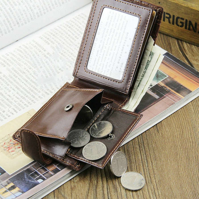 Baellerry M1078 Splicing Leather Casual Men Wallet With Buckle Multi-Card Slot Coin Purse(Black)