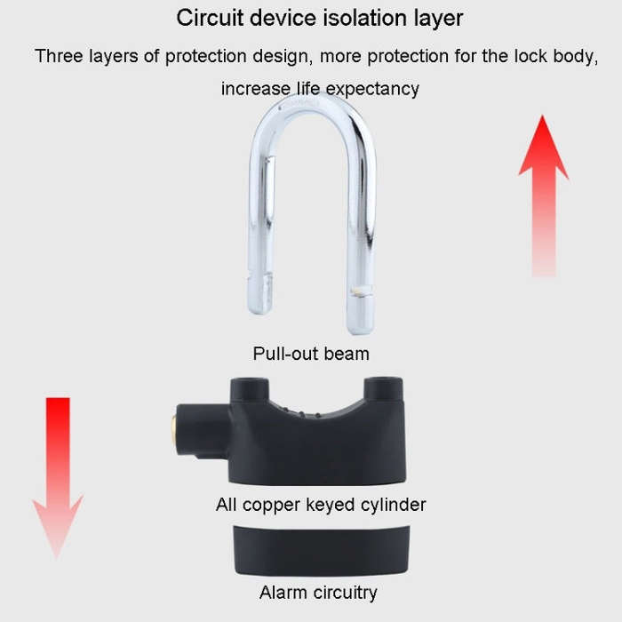 Short Beam Model Outdoor Door Anti-Theft Alarm Lock Waterproof Anti-Pick Motorcycle Bicycle Padlock