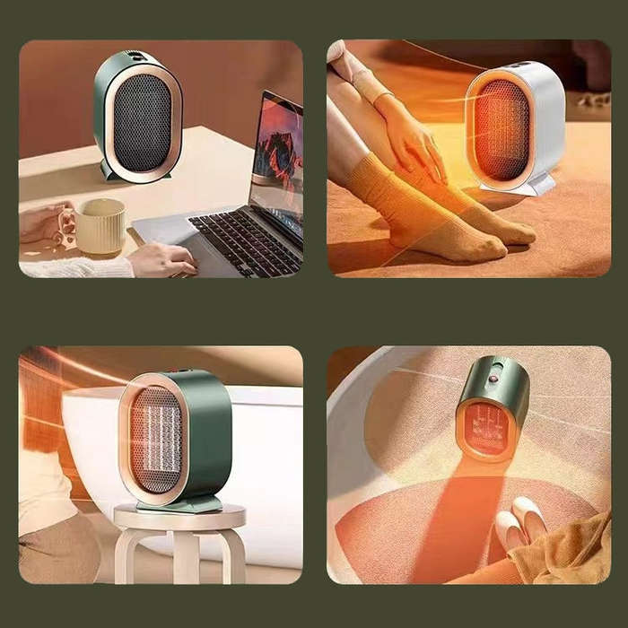 Small Desktop Electric Heater Home PTC Instant Energy-saving Heater, Spec: UK Plug(White)