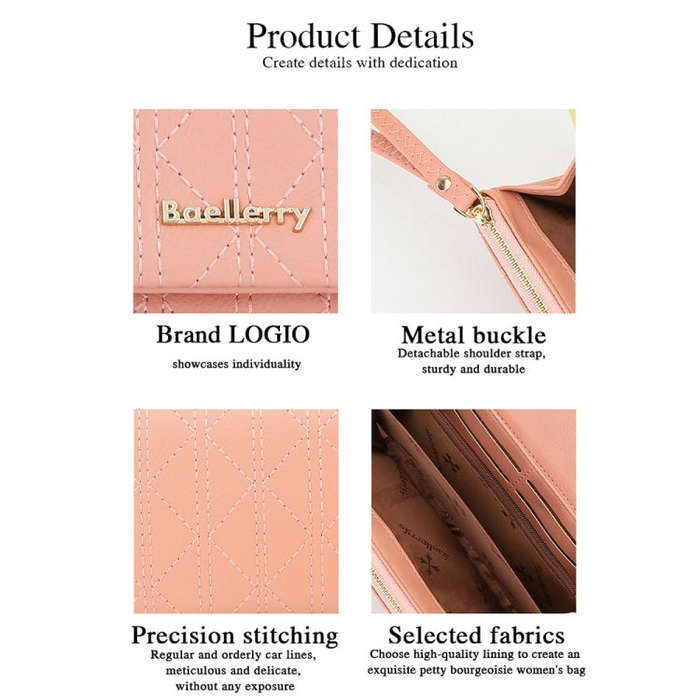 Baellerry N8918 Ladies Long Large Capacity Wallet Magnetic Buckle Clutch Phone Bag(Maroon Red)