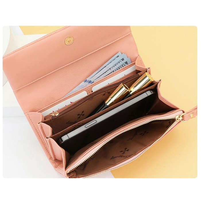 Baellerry N8918 Ladies Long Large Capacity Wallet Magnetic Buckle Clutch Phone Bag(Maroon Red)