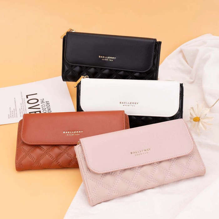 Baellerry N2403 Ladies Long Wallet with Multiple Card Slots Large Capacity Tri-fold Clutch Bag, C...