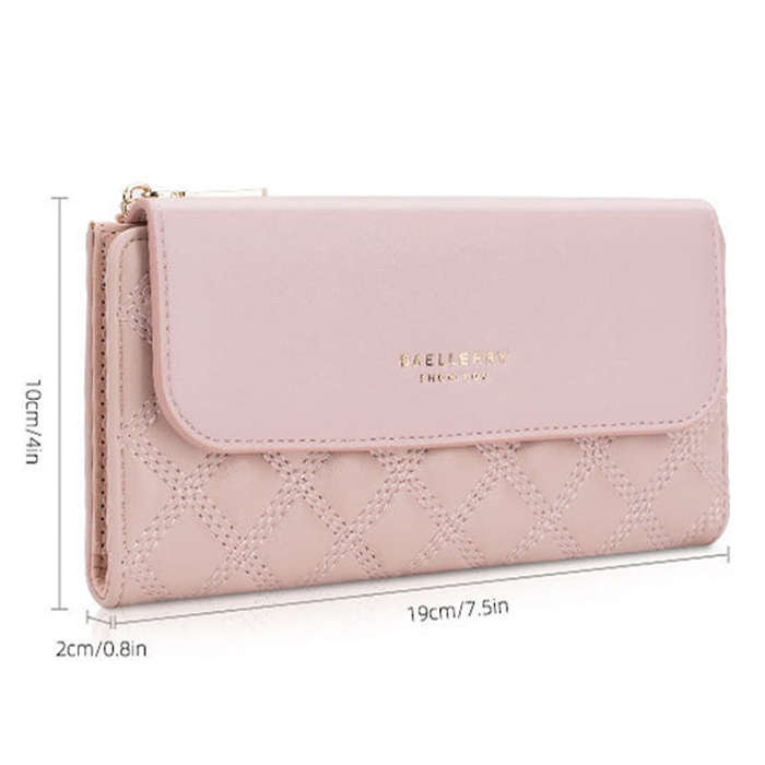 Baellerry N2403 Ladies Long Wallet with Multiple Card Slots Large Capacity Tri-fold Clutch Bag, C...