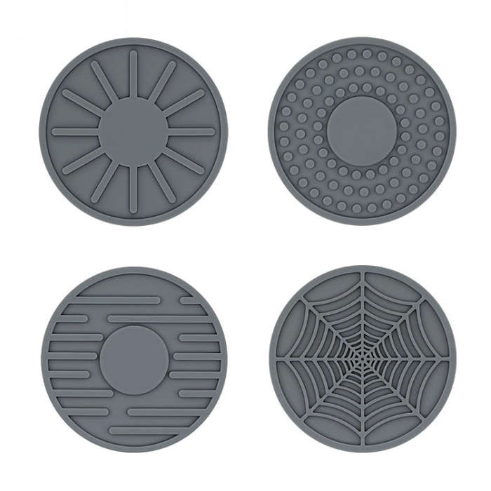 4pcs/set 6.8x0.3cm Car Anti-slip Silicone Water Coaster Storage Interior, Color: Gray