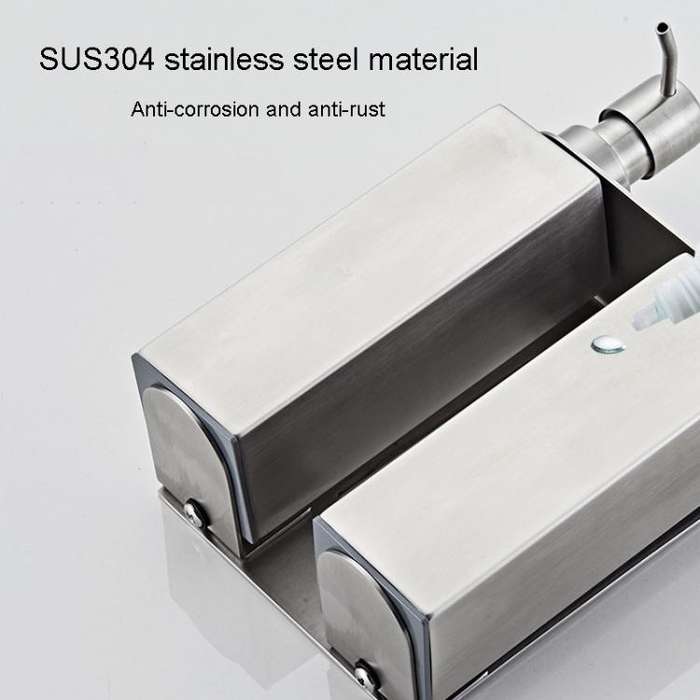 Hotel Stainless Steel Soap Dispenser Home Wall Mounted No Punch Press To Soap Bottle, Style: Squa...