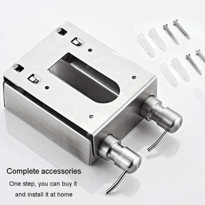Hotel Stainless Steel Soap Dispenser Home Wall Mounted No Punch Press To Soap Bottle, Style: Squa...