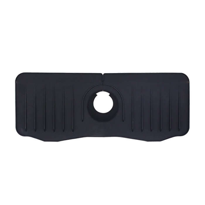 Bathroom Kitchen Silicone Faucet Anti-Splash Drain Mat, Color: Black(37x14.7x2cm)