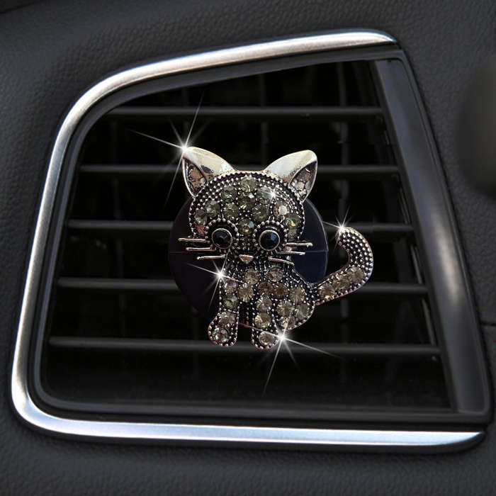 Retro Cute Kitten Car Air Vent Aromatherapy Ornaments(Grey)