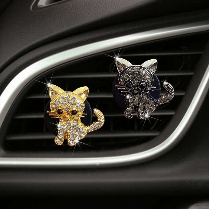 Retro Cute Kitten Car Air Vent Aromatherapy Ornaments(Grey)