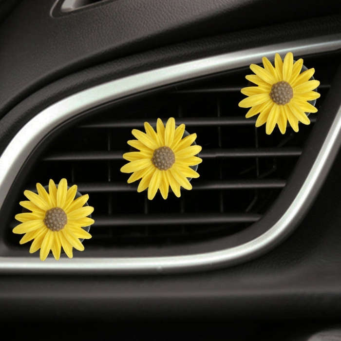 Colorful Resin Daisy Car Air Vent Aromatherapy Decorative Clip, Color: Yellow
