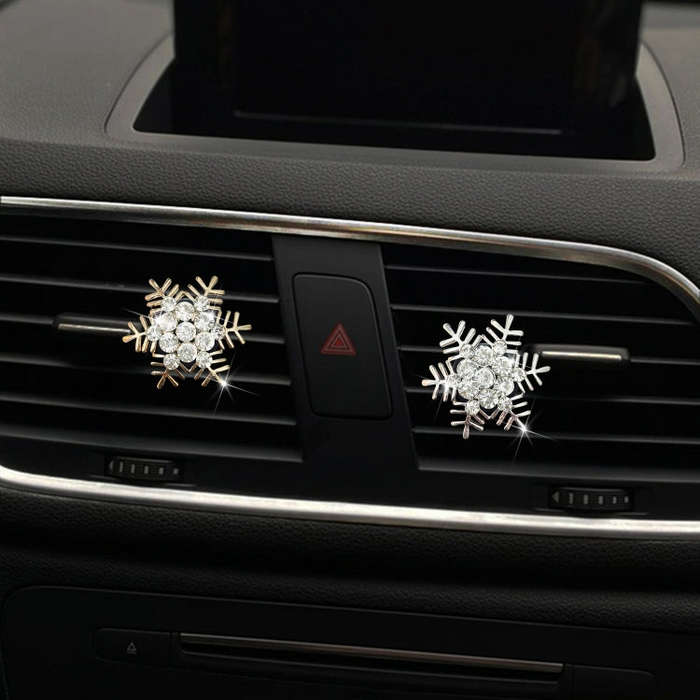 Rhinestone Metal Snowflake Car Air Vent Aromatherapy Decorative Clip(Gold)