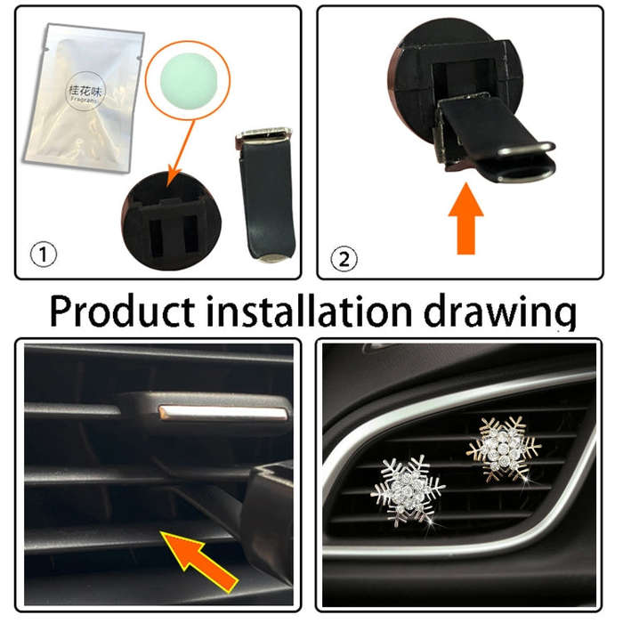 Rhinestone Metal Snowflake Car Air Vent Aromatherapy Decorative Clip(Gold)