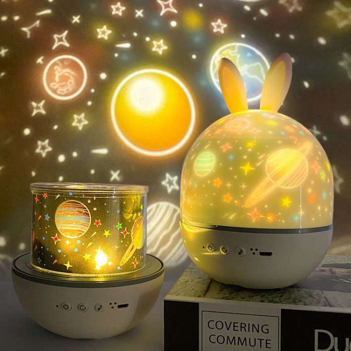 Rotatable Cartoon Atmosphere Projection Lamp Music Night Light, Spec: Music Box Remote Model(Deer)