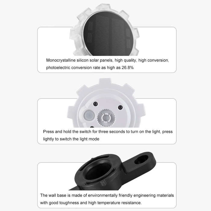Gear Shape Solar Outdoor Garden Decoration Atmosphere Wall Light(White Light)