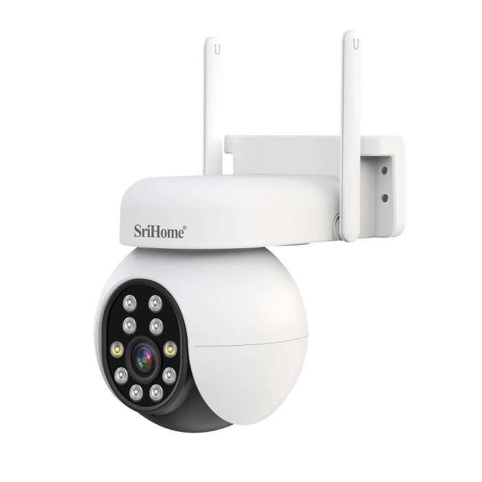 SriHome SH052 Wifi 5MP Wireless PTZ IP AI Auto Tracking Sound&Light Alarm Starlight Color Night V...