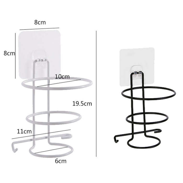 No-Punch Wall Mount Hair Dryer Bracket Bathroom Shelf(White)