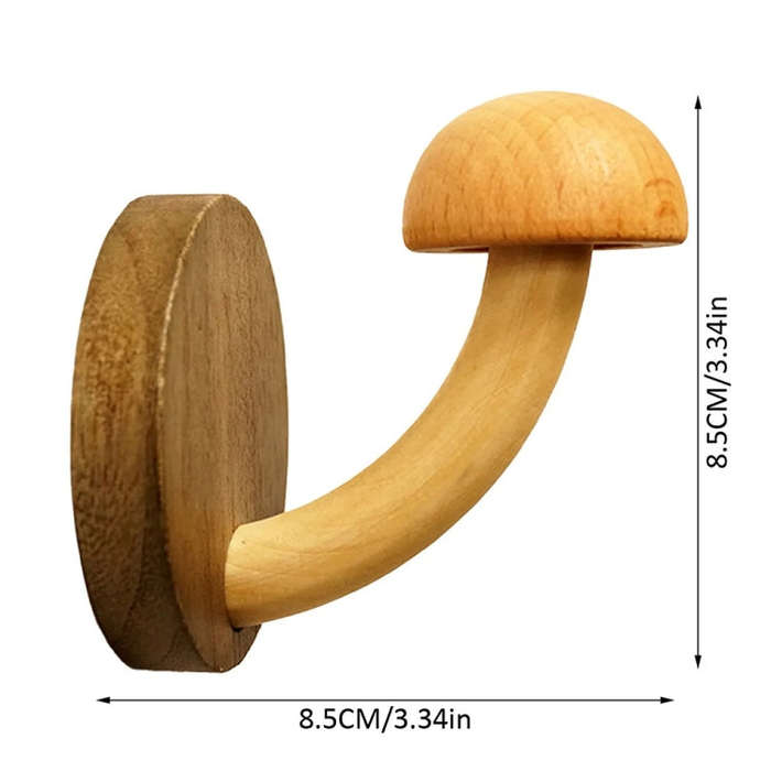 Wooden Mushroom Shape Punch-Free Coat Hook Home Decoration Storage Hook, Color: 4pcs /box
