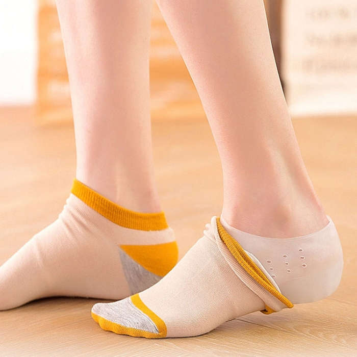 4cm 1pair Invisible Height Increasing Insole Silicone Sole Breathable Heel Pads(Skin Color)