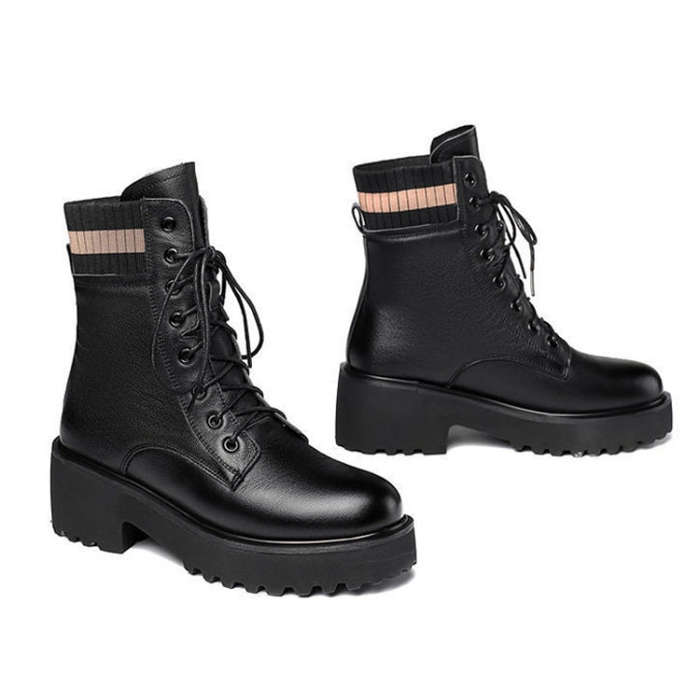 Women Fall And Winter Martin Boots England Style Thick Bottom Short Boots, Size: 38(Plus Velvet)