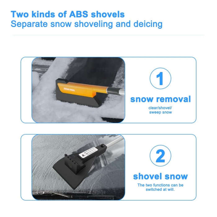 Car Multifunctional Telescopic Snow Shovel Glass Defrost De-icing Brush Winter Cleaning Tools, Sp...
