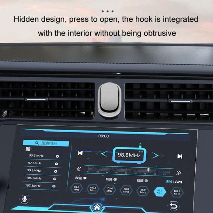 2pcs/set Car Adhesive Multifunctional Invisible Hook(Metal Silver)