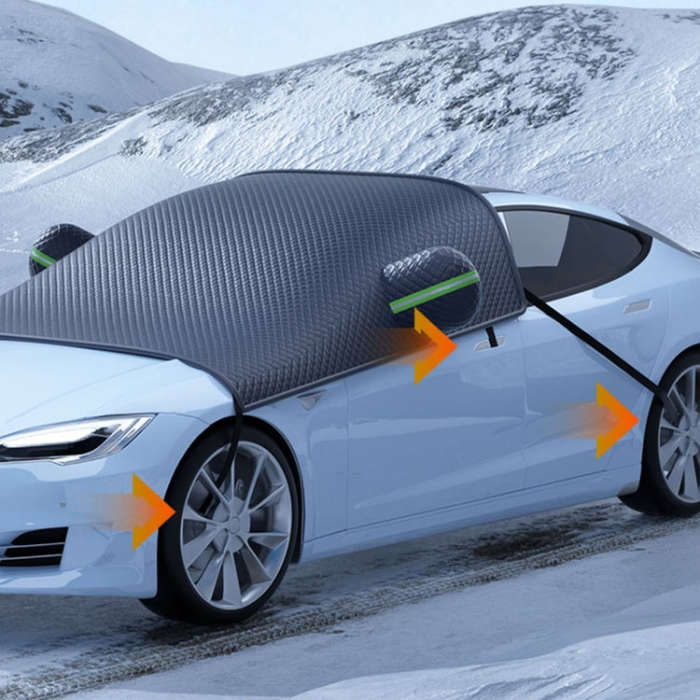 Car Front Windshield Snow and Anti-freeze Thickened Car Cover, Size: Black Red Sedan