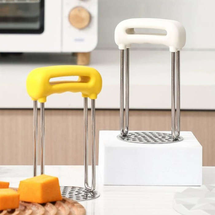 Stainless Steel Mashed Potato Masher Household Supplementary Press Potato Masticator(White)