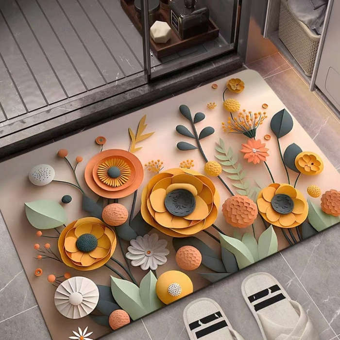 50 x 80cm  3D Oil Painting Diatom Mud Absorbent Floor Mat Non-slip Carpet(Style 01)