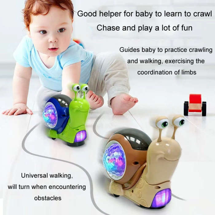 Children Electrical Crawling Snail Toys Sound And Light Projection Snail Fun Toys(Gray)
