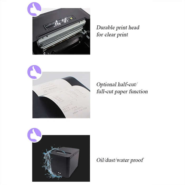 80mm USB+Network Port Thermal Receipt Printer Store Cashier Printer(US Plug)