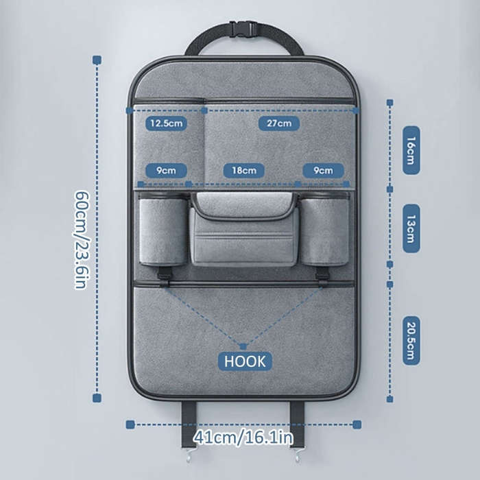 Multifunction Car Seat Back Storage Bag Seat Back Pocket Car Utility Storage Hanging Bag(Gray)
