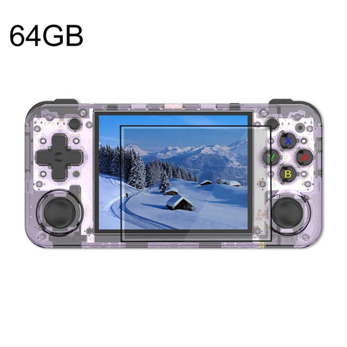 ANBERNIC RG35XX H Handheld Game Console 3.5 Inch IPS Screen Linux System 64GB(Transparent Purple)