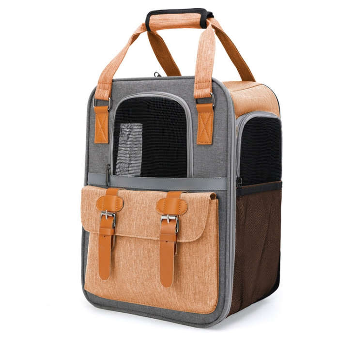Outdoor Portable Shoulder Pet Backpack Handheld Foldable Breathable Cat Bag(Style 6 Orange)