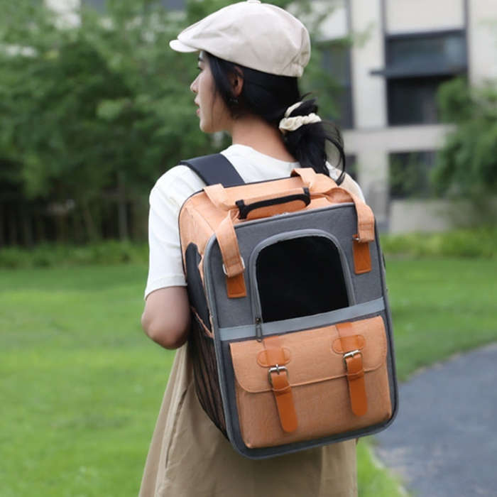 Outdoor Portable Shoulder Pet Backpack Handheld Foldable Breathable Cat Bag(Style 6 Blue)