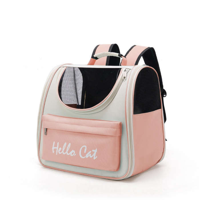 Breathable Cat Backpack Foldable Outdoor Portable Pet Bag(Model 2 Pink)