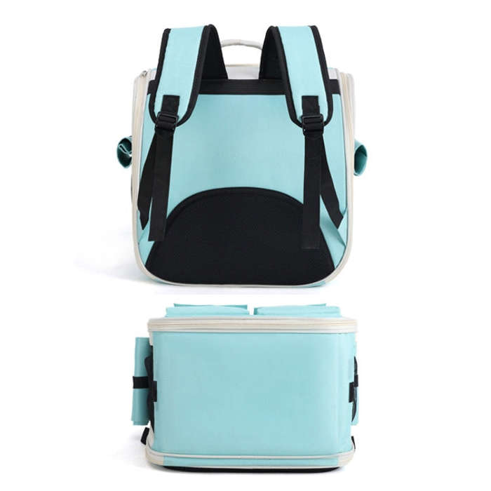 Breathable Square Cat Backpack Foldable Outdoor Portable Pet Bag(Model 4 Blue)