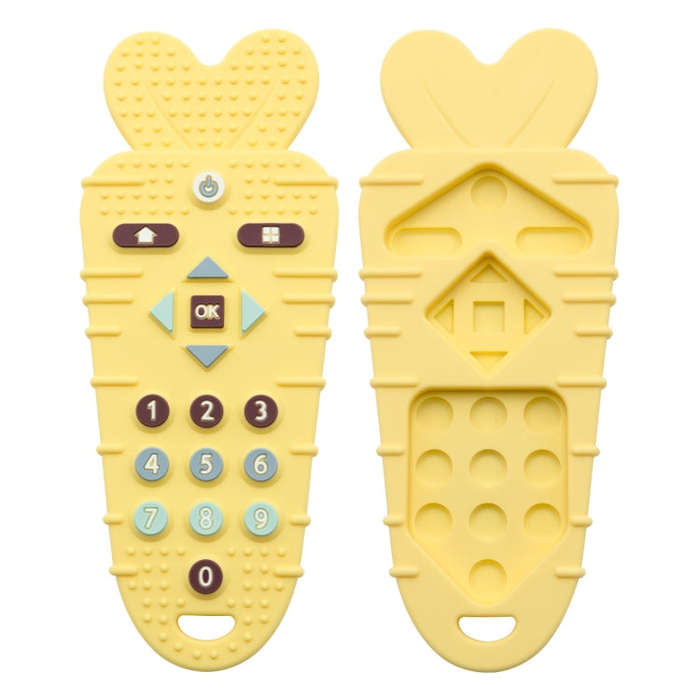Baby Remote Control Teether Baby Anti Hand Eating Teething Stick Toys(Yellow)