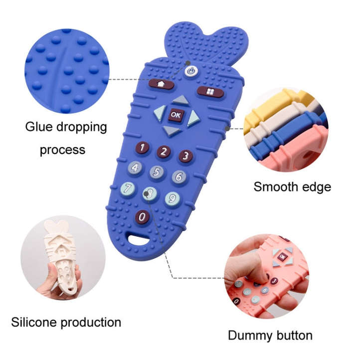 Baby Remote Control Teether Baby Anti Hand Eating Teething Stick Toys(Royal Blue)