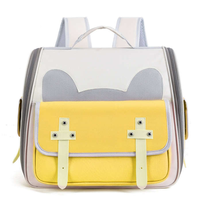 Outdoor Cat Backpack Large Capacity Breathable Pet Bag(Model 7 Yellow)