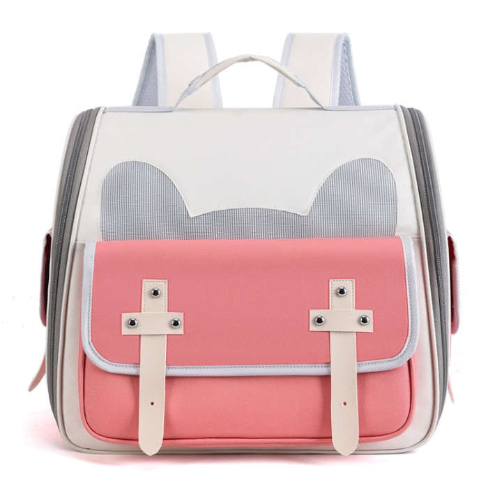 Outdoor Cat Backpack Large Capacity Breathable Pet Bag(Model 7 Pink)