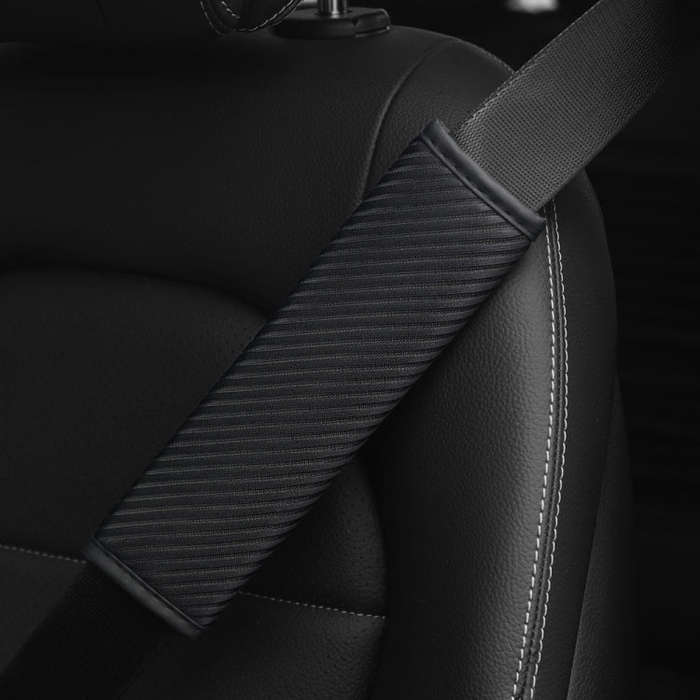 3D Striped Mesh Car Seat Belt Cover Shoulder Pads(Black)
