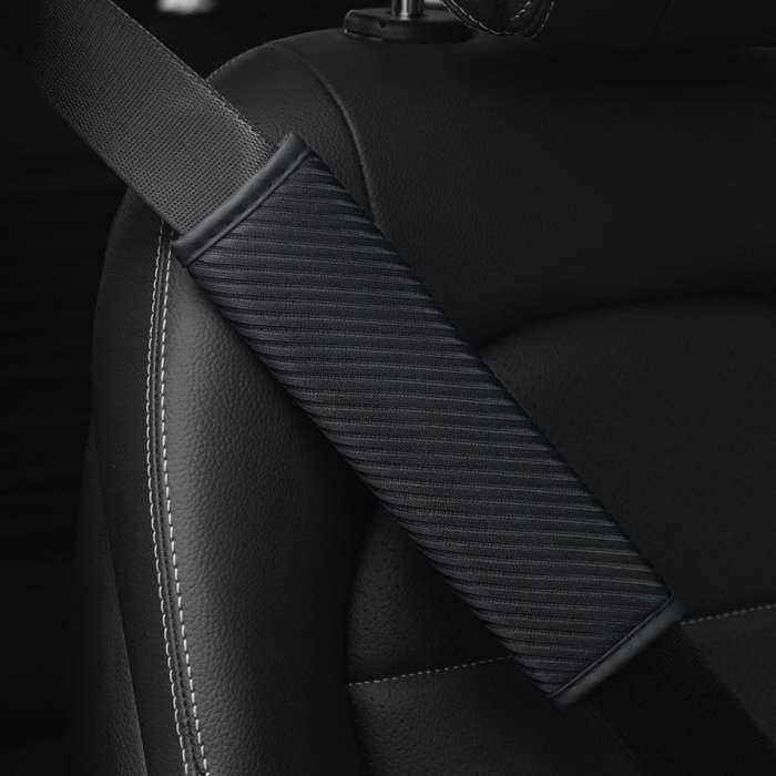 3D Striped Mesh Car Seat Belt Cover Shoulder Pads(Black)