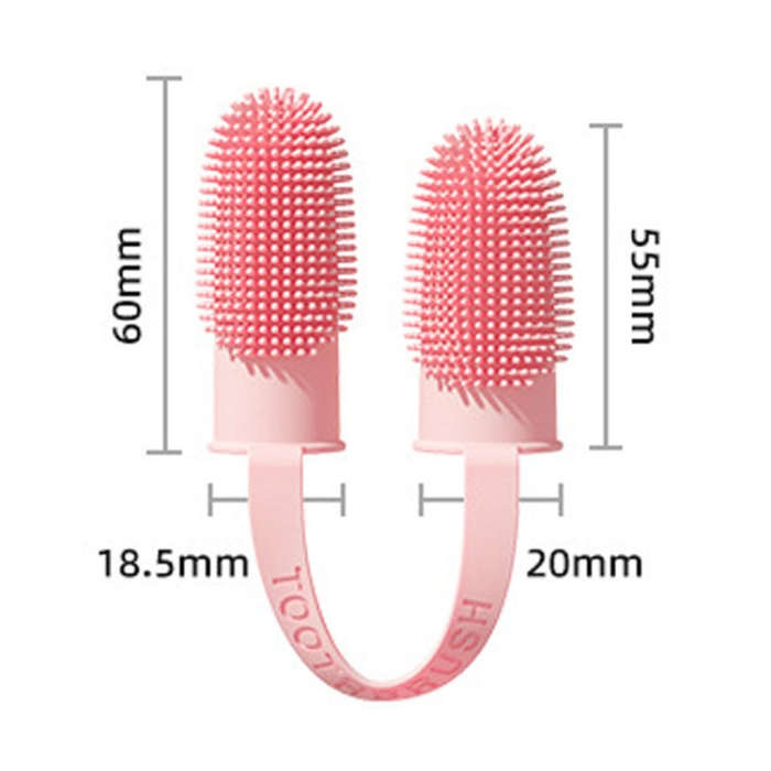 2pcs Pet Teeth Cleaning Dual Finger Toothbrush Dogs And Cats Oral Cleaning Tools(Pink)