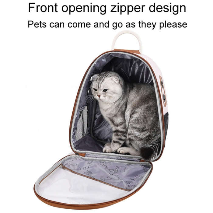 PU Pet Bag Cats And Dogs Outing Carrying Capsule Double Shoulder Backpacks(Model 1 Khaki)