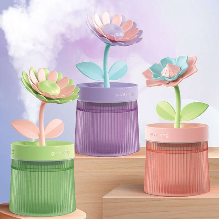 Flower Spray Hhydrating Colorful Atmosphere Light USB Aromatherapy Humidifier, Color: Sunflower P...