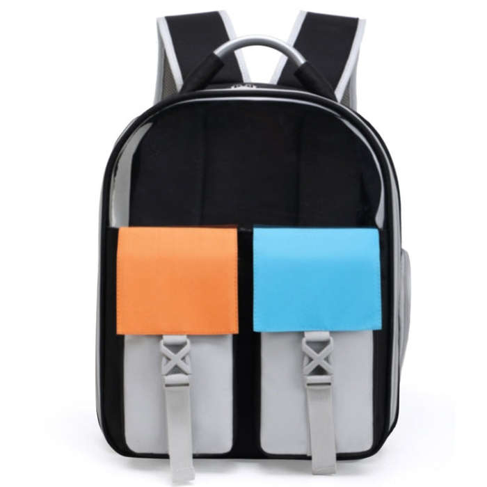 Pets Colorful Double Shoulder Bag Cats And Dogs Outing Carrying Capsule Backpacks(Model 6 Black)