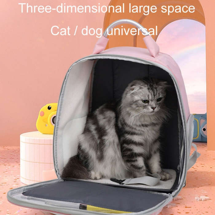 Pets Colorful Double Shoulder Bag Cats And Dogs Outing Carrying Capsule Backpacks(Model 6 Blue)