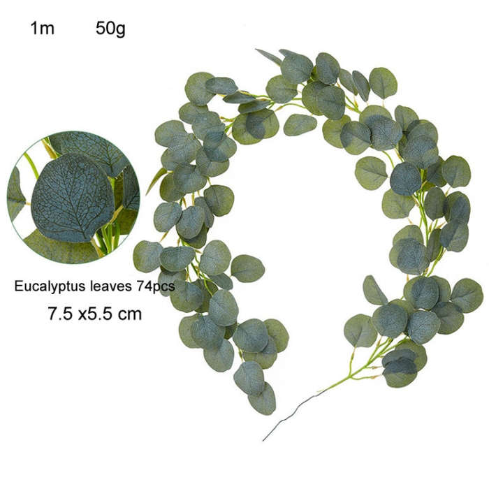 Artificial Greenery Eucalyptus Leaf Vine Simulation Rattan Home Decoration, Style: 1m Eucalyptus ...